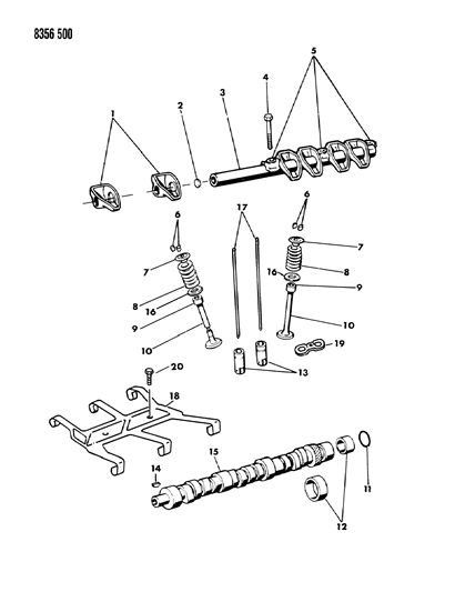 1989 Dodge Ramcharger Camshaft & Valves Diagram 1