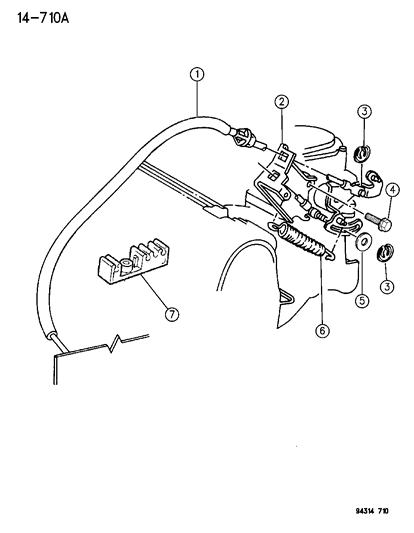 1996 Dodge Dakota Cable-Accelerator Control Diagram for 52078002