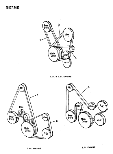 1990 Chrysler New Yorker Base Model Drive Belts Diagram