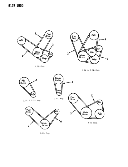 1986 Chrysler LeBaron Base Drive Belts Diagram 1