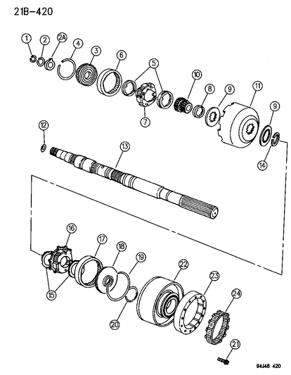 1995 Jeep Wrangler Gear Train & Output Shaft Diagram 2