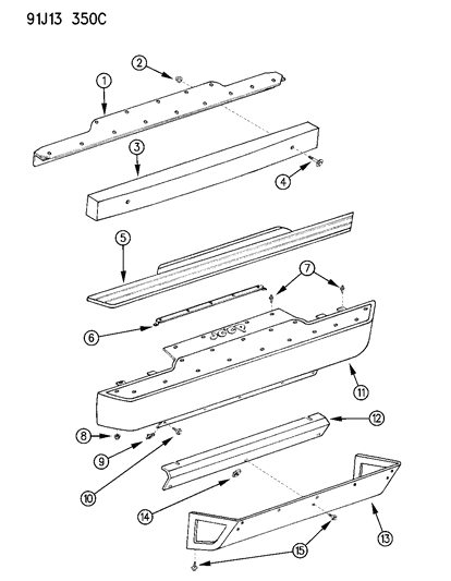 1992 Jeep Wrangler Front Fascia & Skid Plate Diagram