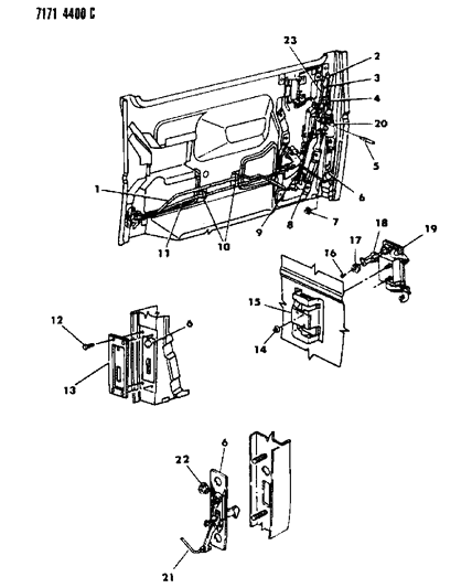 1987 Dodge Caravan Door, Sliding Handles, Controls & Locks Diagram