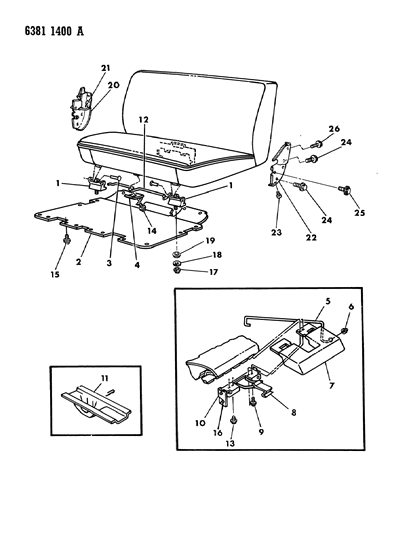 1986 Dodge W350 Seat - Rear Attaching Parts Diagram