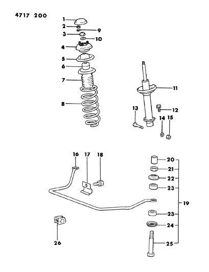 1984 Dodge Conquest Suspension - Rear Diagram