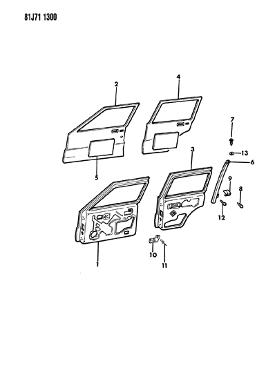 1985 Jeep Cherokee Doors, Front And Rear Diagram
