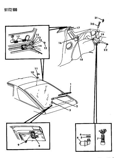 1991 Dodge Daytona Liftgate Wiper & Washer System Diagram