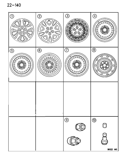 1996 Dodge Caravan Wheels & Hardware Diagram