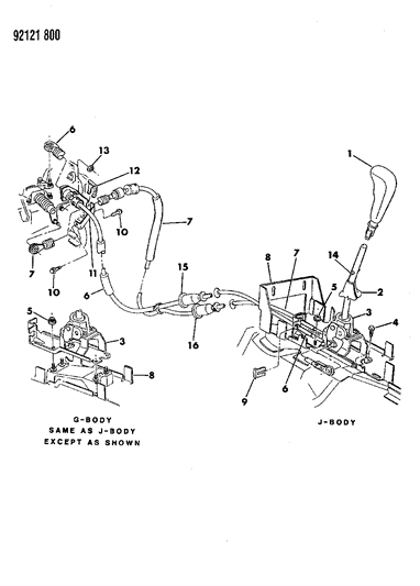 1992 Dodge Daytona Controls, Gearshift Diagram