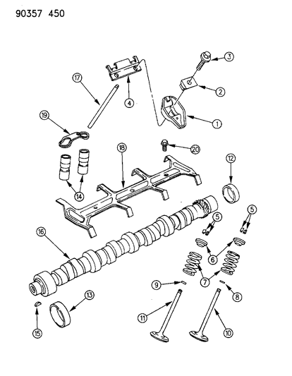 1993 Dodge Ram Wagon Camshaft & Valves Diagram 2