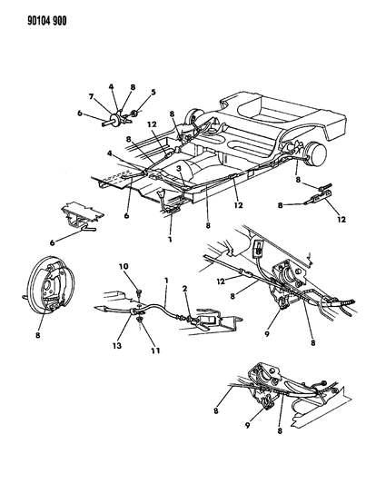 1990 Dodge Shadow Cable, Parking Brake Diagram