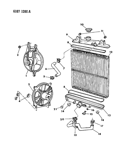 1986 Dodge Caravan Radiator & Related Parts Diagram 1