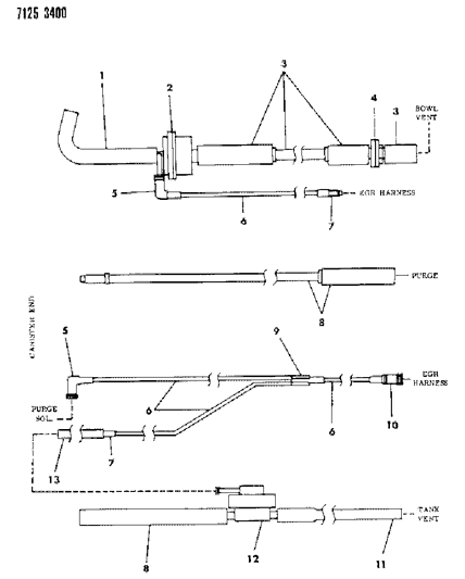 1987 Dodge Caravan Vapor Canister Hose Harness Diagram 2