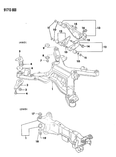 1991 Dodge Stealth Frame & Crossmember, Rear Diagram