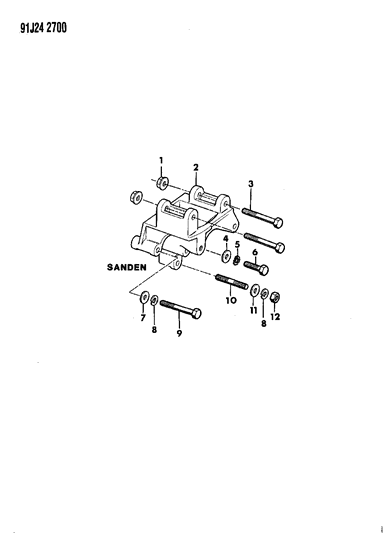1991 Jeep Grand Wagoneer Compressor Mounting, Air Conditioning Diagram