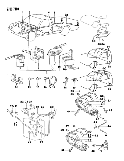 1989 Dodge Ram 50 Battery Cables Connectors Diagram for MB415811