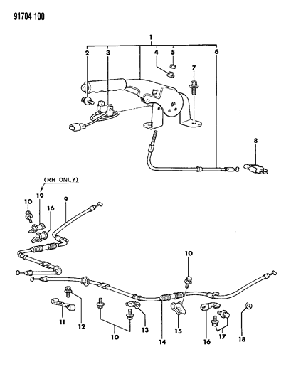 1991 Dodge Colt Controls, Parking Brake Diagram