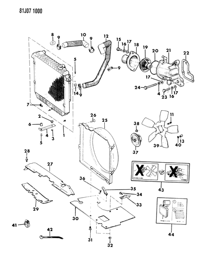 1986 Jeep Comanche Radiator & Related Parts Diagram 3