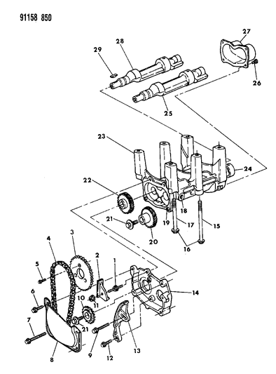 1991 Dodge Spirit Balance Shafts Diagram 1