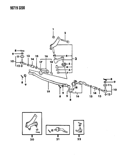 1990 Dodge Ram 50 Linkage, Steering Diagram 1