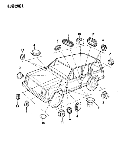 1987 Jeep Wagoneer Plugs, Body Diagram