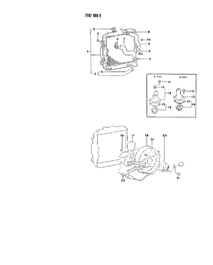 1988 Dodge Colt Radiator & Related Parts Diagram
