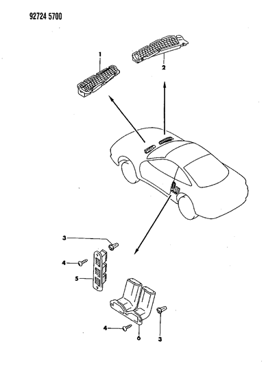 1994 Dodge Stealth Air Outlets & Ventilation Diagram