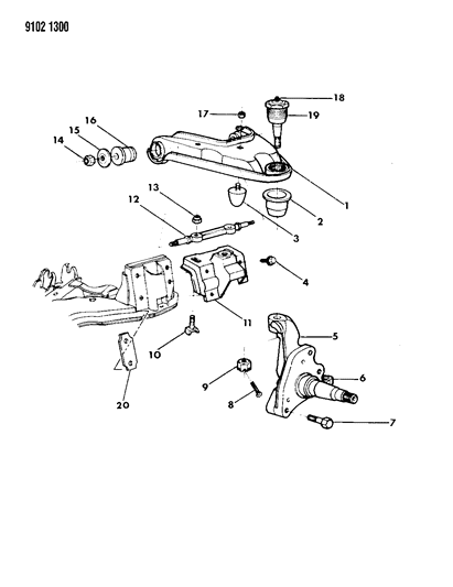 1989 Chrysler Fifth Avenue Support-Front Suspension Upper Control Arm Diagram for 3815707