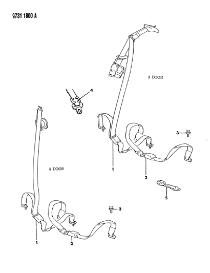 1989 Dodge Colt Belt Seat Rear Diagram