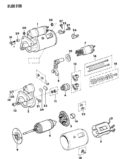 1986 Jeep Wrangler Starter & Mounting Diagram 1