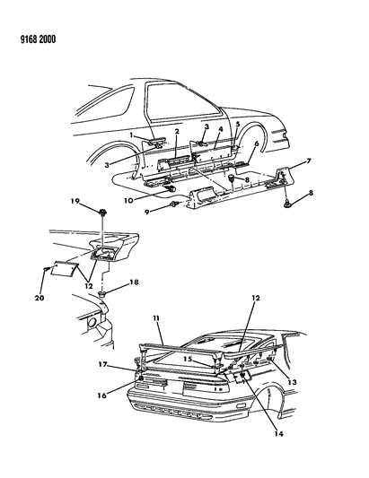 1989 Dodge Daytona Ground Effects Package - Exterior View Diagram