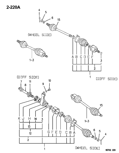 1995 Dodge Stealth Axle Shafts, Front Diagram