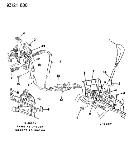 1993 Chrysler LeBaron Controls, Gearshift Diagram