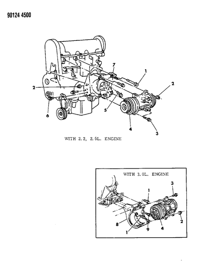 1990 Dodge Shadow A/C Compressor Mounting Diagram