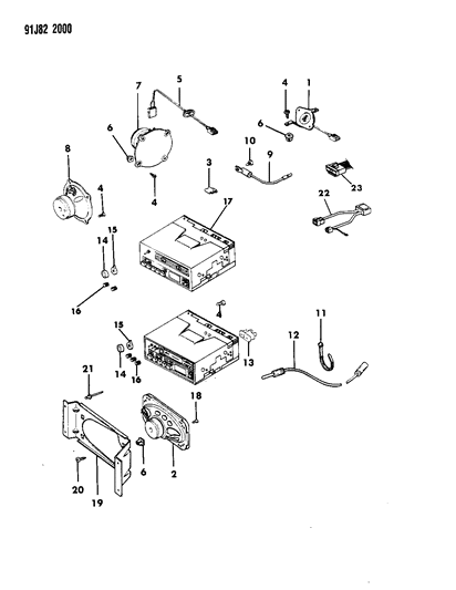 1993 Jeep Cherokee Radio Speakers & Knobs Diagram 1