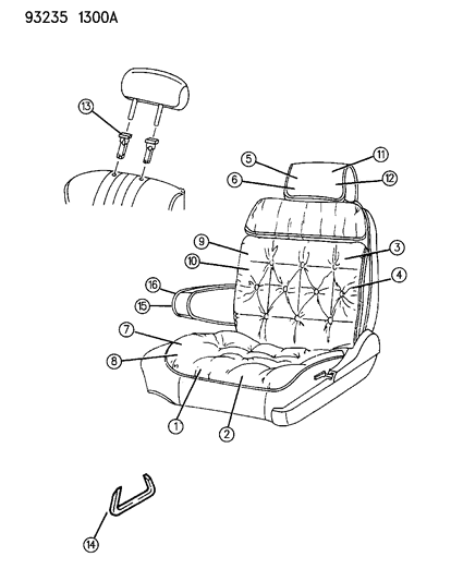 1993 Chrysler LeBaron Sedan Front Seat Diagram 3