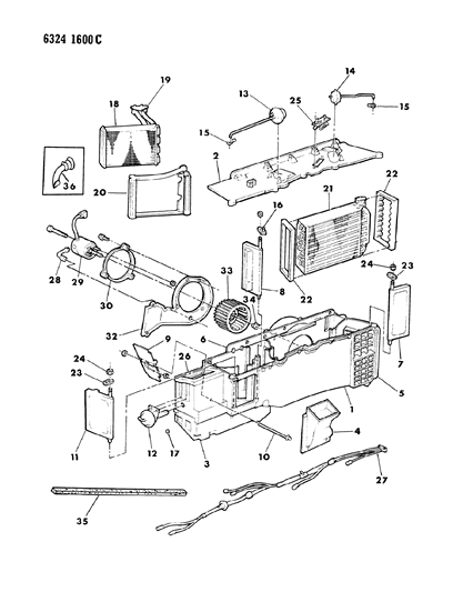 1986 Dodge Ramcharger Air Conditioner & Heater Unit Diagram