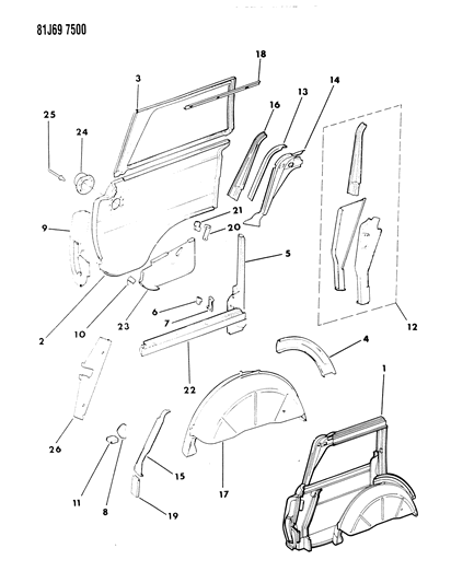 1985 Jeep Grand Wagoneer Panels - Rear Quarter Diagram 2