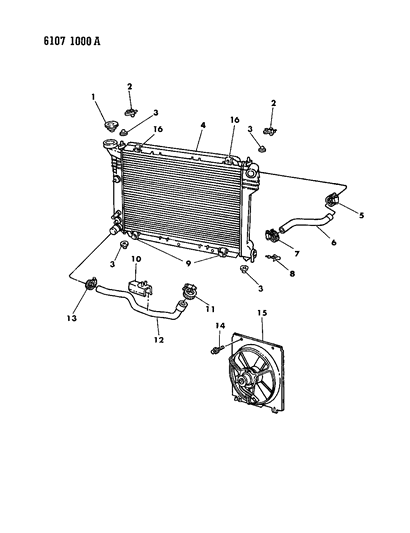 1986 Dodge Omni Radiator & Related Parts Diagram 2