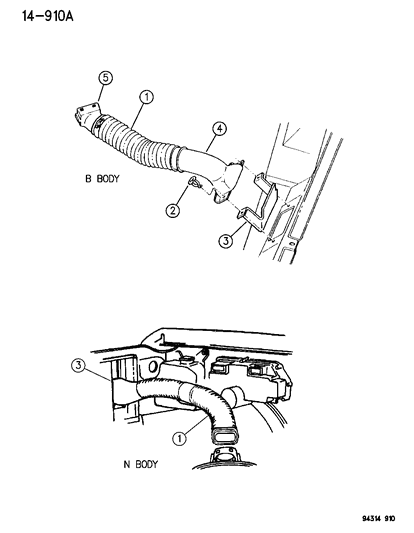 1996 Dodge Ram Van Ambient Air Duct Diagram for 53006937