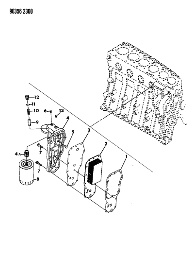 1991 Dodge D150 Engine Oil Cooler Diagram 1