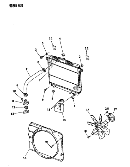 1991 Dodge Dakota Radiator & Related Parts Diagram 2