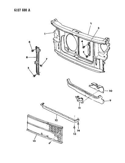 1986 Dodge Caravan Grille & Related Parts Diagram