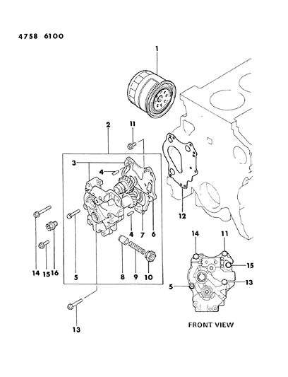 1984 Dodge Colt Oil Pump & Filter Diagram 1