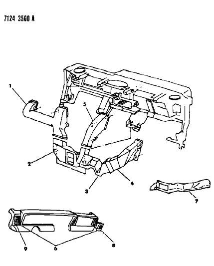 1987 Chrysler LeBaron Air Distribution Ducts, Outlets Diagram