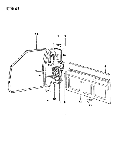 1990 Dodge Ram 50 B-Pillar & Back Panel Trim Diagram 2