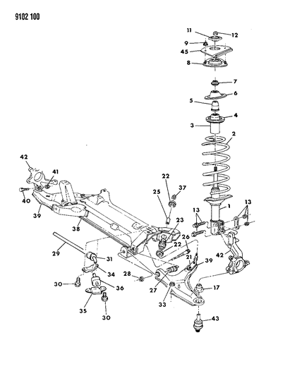 1989 Dodge Omni Shaft-Assembly-Front Suspension SWAY ELIM Diagram for 4449368