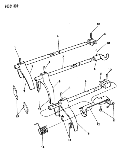 1991 Dodge W250 Controls, Shift, Overdrive Diagram