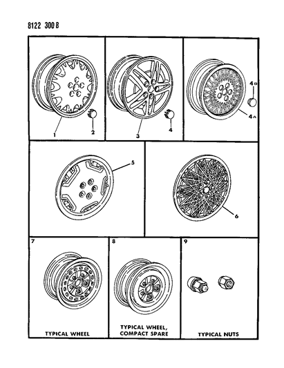 1988 Chrysler LeBaron Premium Wheels & Covers Diagram