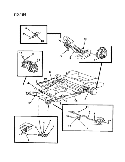 1988 Dodge Dynasty Cable, Parking Brake Diagram